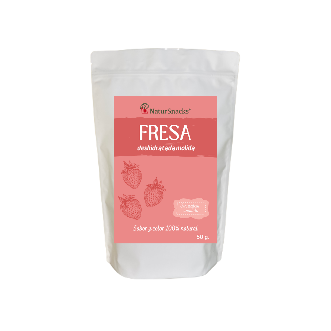 Fresa deshidratada molida.